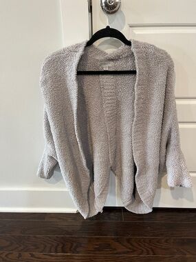 Barefoot Dreams Plush Open-Front Cardigan - Light Gray
